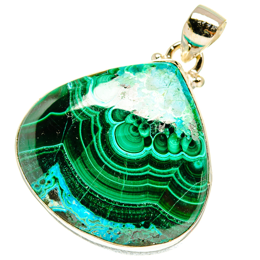 Malachite In Chrysocolla Pendants handcrafted by Ana Silver Co - PD3174