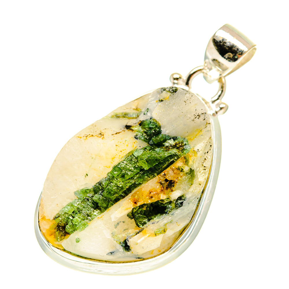 Green Tourmaline In Quartz Pendants handcrafted by Ana Silver Co - PD3178