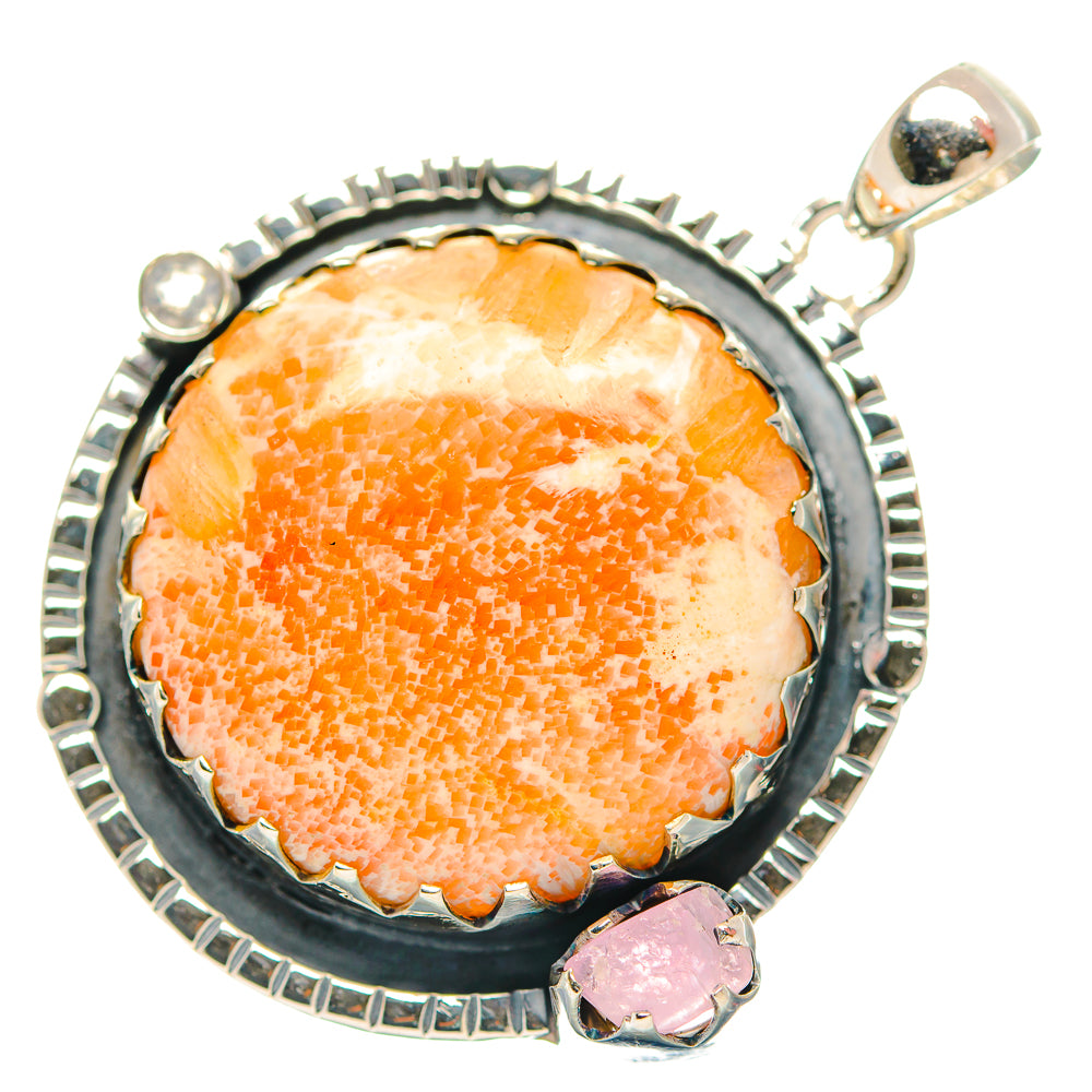 Sterling silver rose quartz oval pendant with pink stone accent and bail