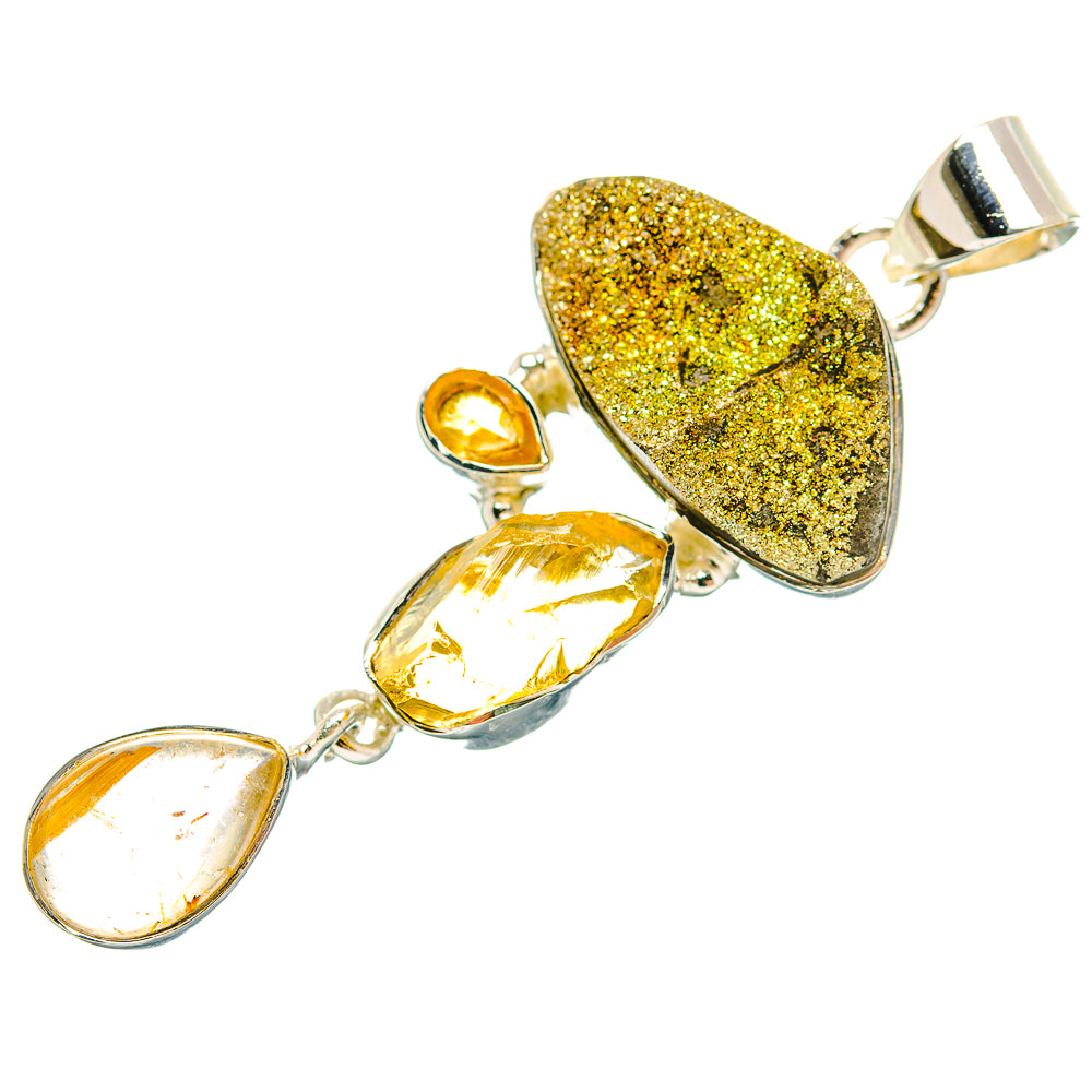 Spectro Pyrite Druzy Pendants handcrafted by Ana Silver Co - PD31852 - Photo 2