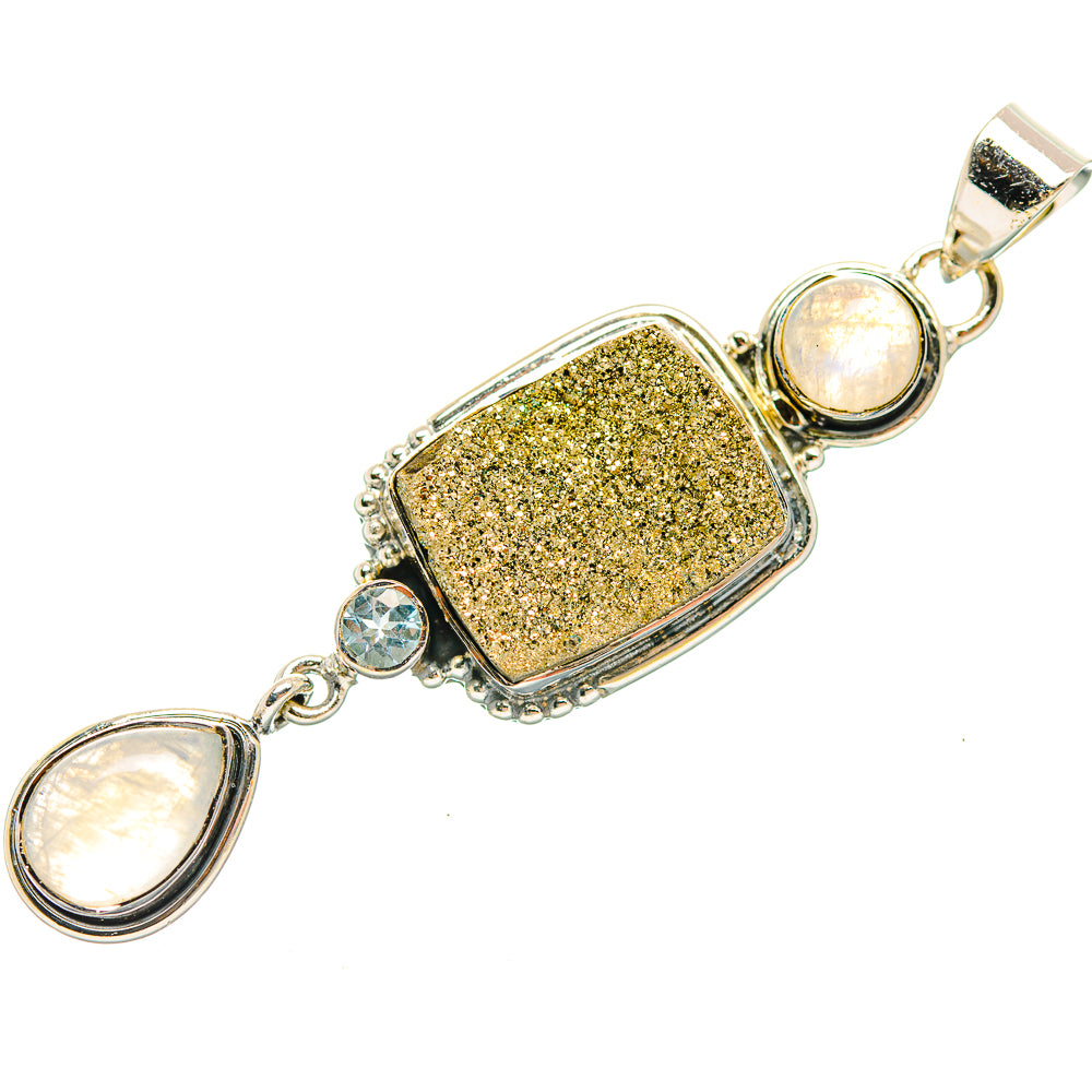 Spectro Pyrite Druzy Pendants handcrafted by Ana Silver Co - PD32003 - Photo 2