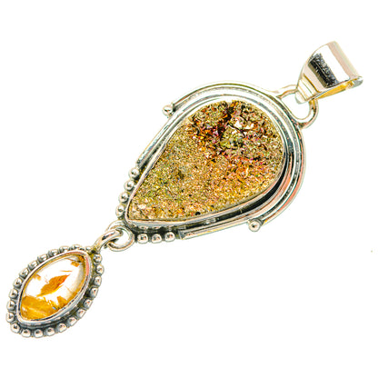 Spectro Pyrite Druzy Pendants handcrafted by Ana Silver Co - PD32011 - Photo 2