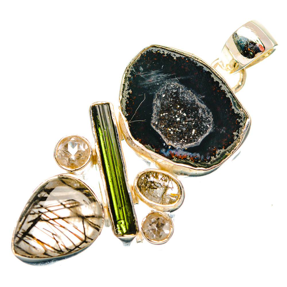 Black Geode Slice Pendants handcrafted by Ana Silver Co - PD32016 - Photo 2