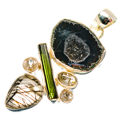 Black Geode Slice Pendants handcrafted by Ana Silver Co - PD32016 - Photo 2