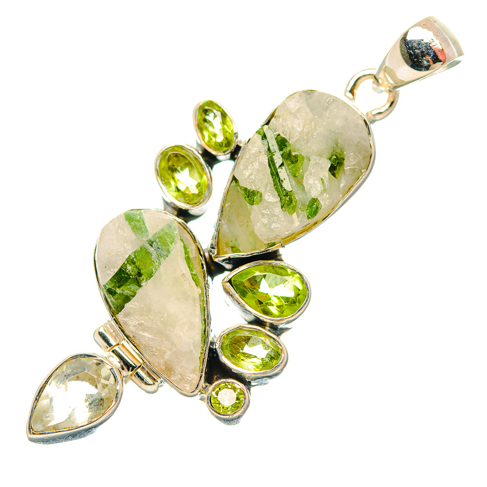 Green Tourmaline In Quartz Pendants handcrafted by Ana Silver Co - PD32034 - Photo 2