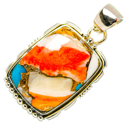 Blue Orange Copper Composite Turquoise Pendants handcrafted by Ana Silver Co - PD32105 - Photo 2