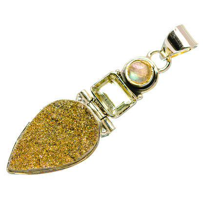 Spectro Pyrite Druzy Pendants handcrafted by Ana Silver Co - PD32116 - Photo 2