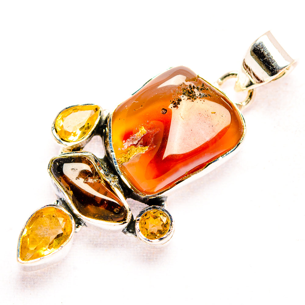 Mexican Fire Agate Pendants handcrafted by Ana Silver Co - PD32206 - Photo 2