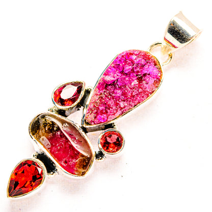 Pink Agate Druzy Pendants handcrafted by Ana Silver Co - PD32305 - Photo 2