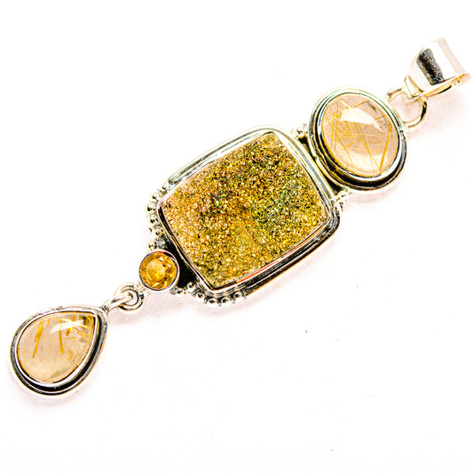 Spectro Pyrite Druzy Pendants handcrafted by Ana Silver Co - PD32376 - Photo 2