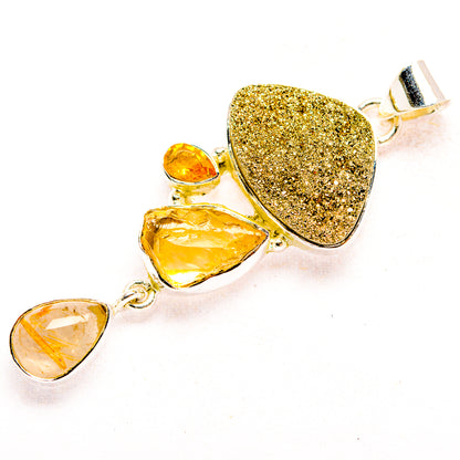 Spectro Pyrite Druzy Pendants handcrafted by Ana Silver Co - PD32377 - Photo 2