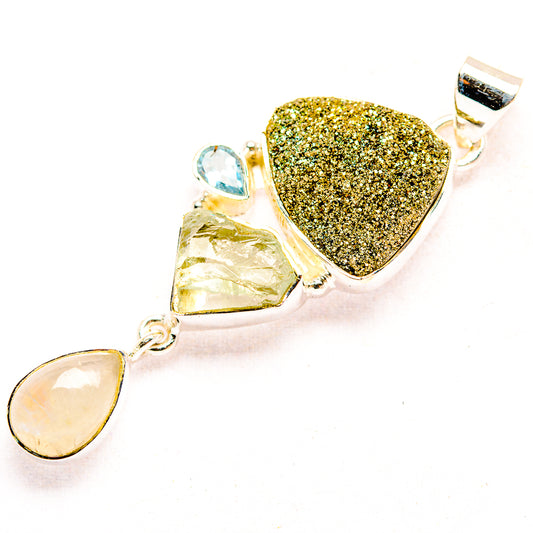 Spectro Pyrite Druzy Pendants handcrafted by Ana Silver Co - PD32378 - Photo 2