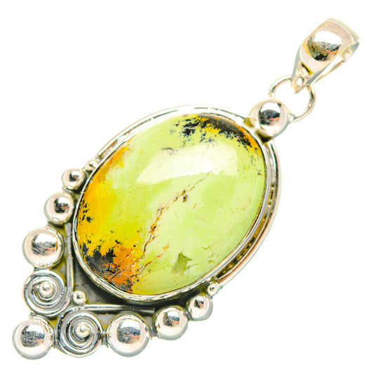 Lemon Chrysoprase Pendants handcrafted by Ana Silver Co - PD32416 - Photo 2