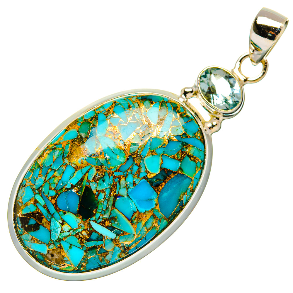 Blue Copper Composite Turquoise Pendants handcrafted by Ana Silver Co - PD32463 - Photo 2
