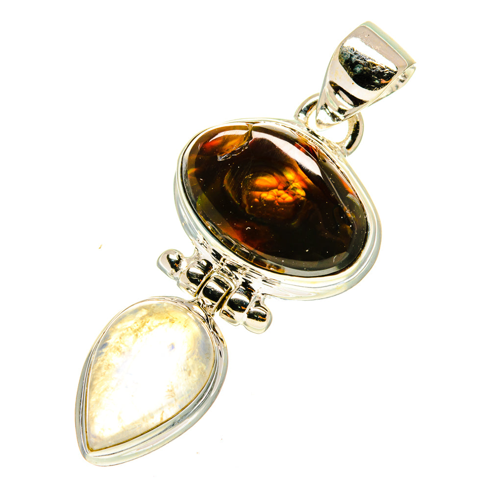 Mexican Fire Agate Pendants handcrafted by Ana Silver Co - PD3247