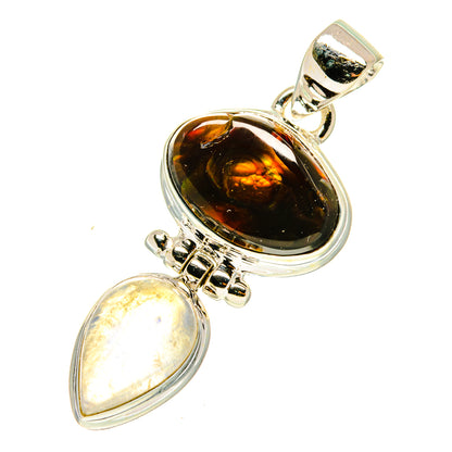 Mexican Fire Agate Pendants handcrafted by Ana Silver Co - PD3247