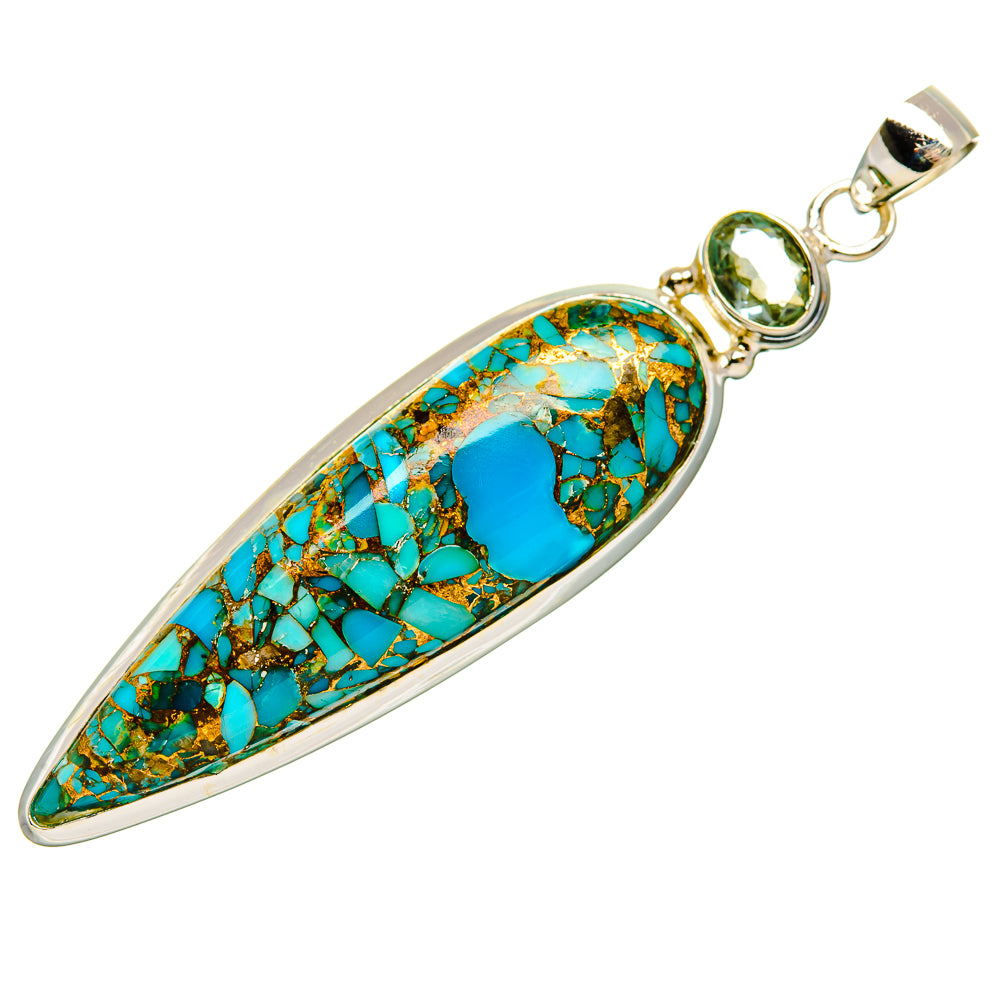 Blue Copper Composite Turquoise Pendants handcrafted by Ana Silver Co - PD32505 - Photo 2