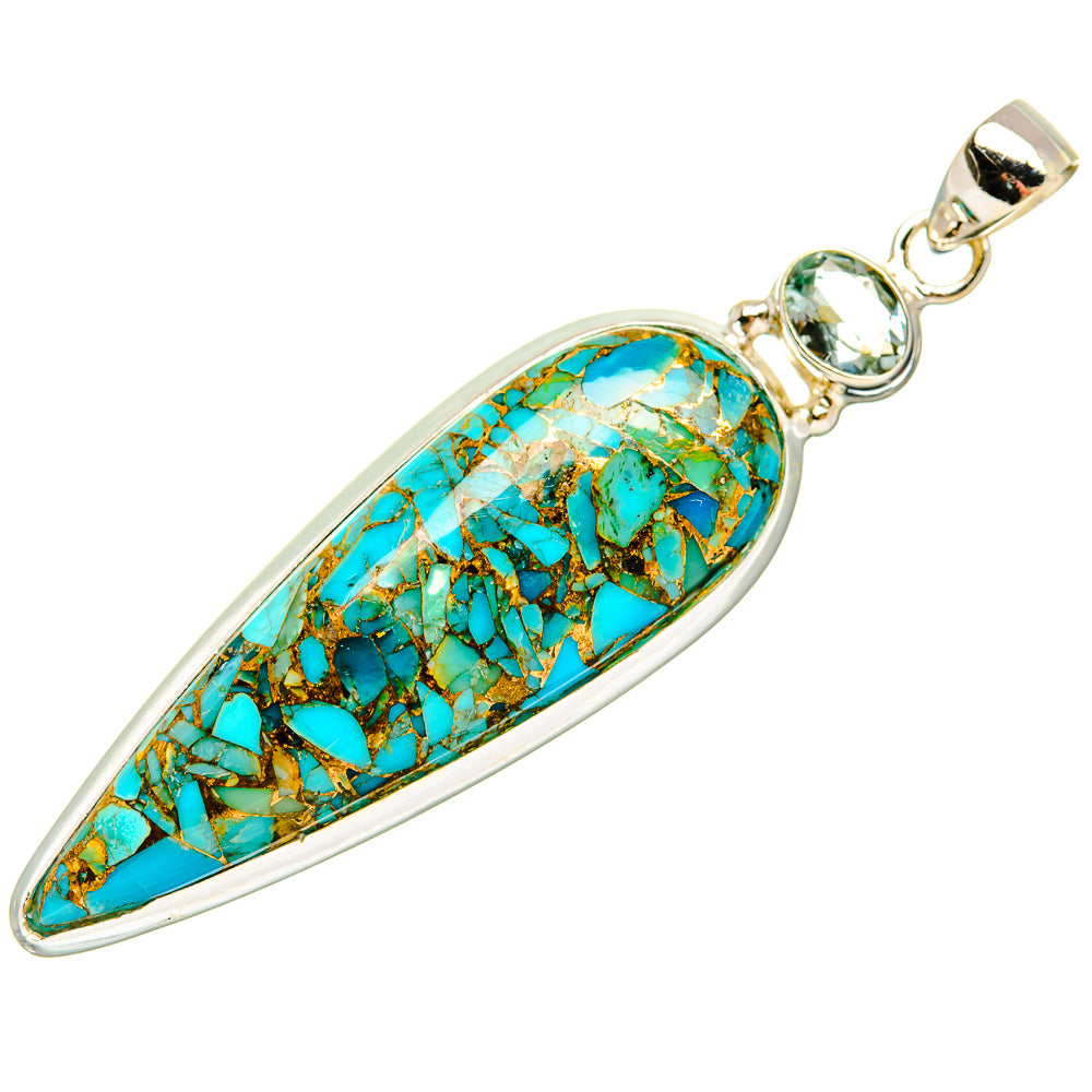 Blue Copper Composite Turquoise Pendants handcrafted by Ana Silver Co - PD32508 - Photo 2
