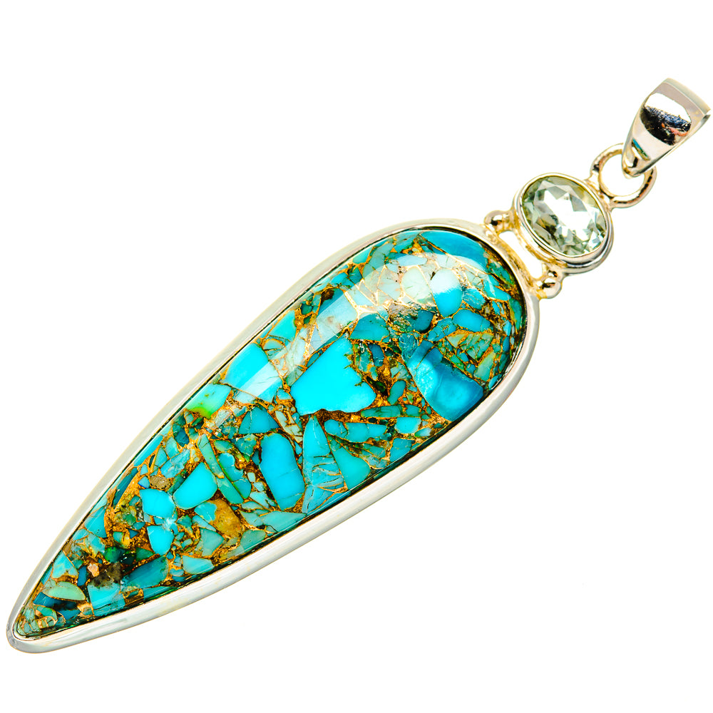 Blue Copper Composite Turquoise Pendants handcrafted by Ana Silver Co - PD32510 - Photo 2