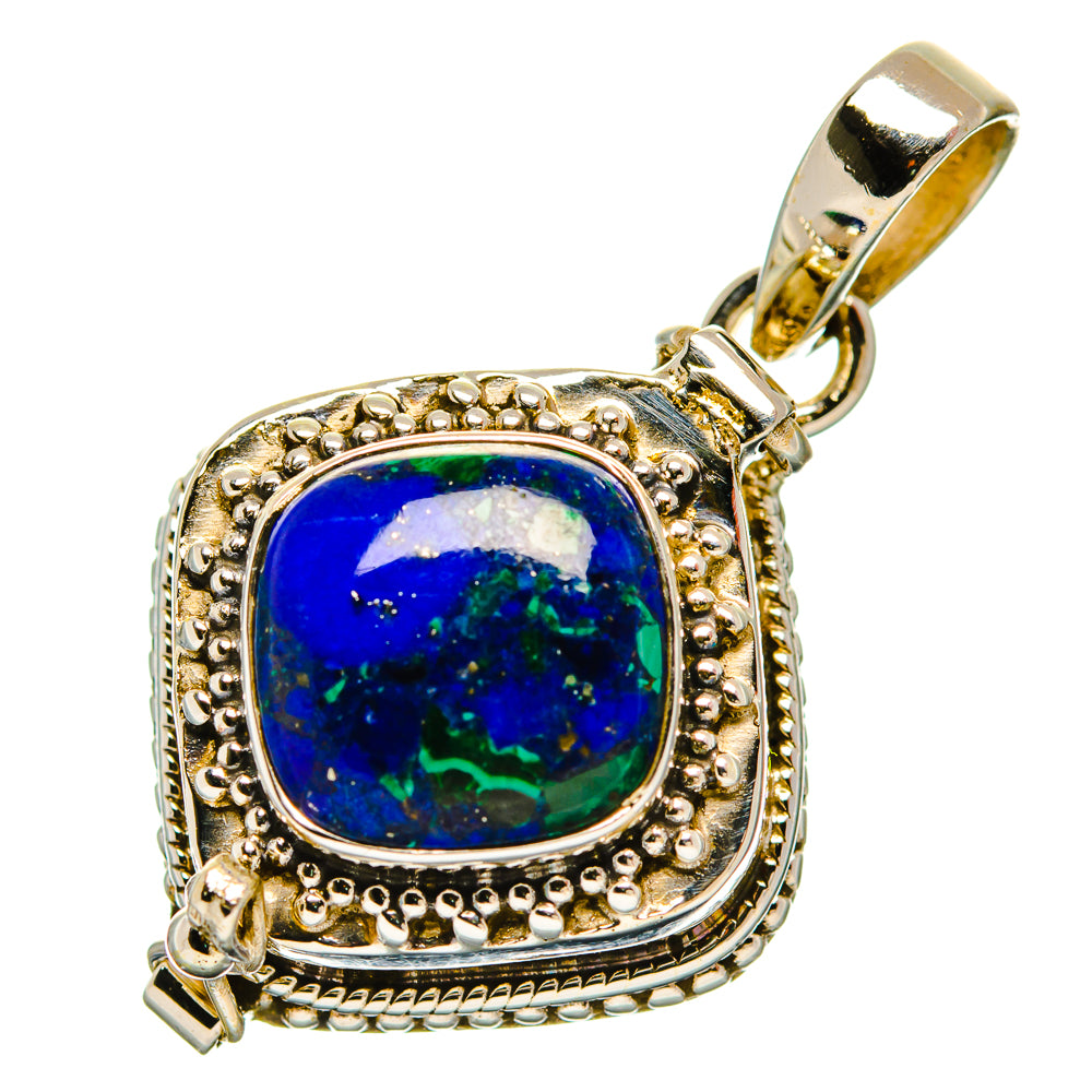 Lapis lazuli pendant in 925 sterling silver, blue stone framed with decorative border