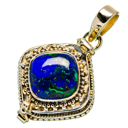 Lapis lazuli pendant in 925 sterling silver, blue stone framed with decorative border
