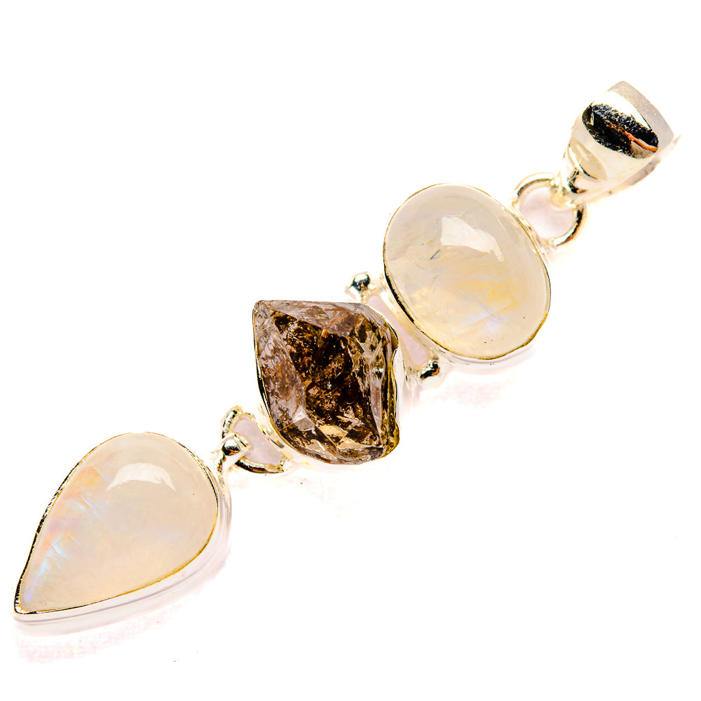 925 sterling silver pendant with opal teardrop and rough brown crystal, bail loop