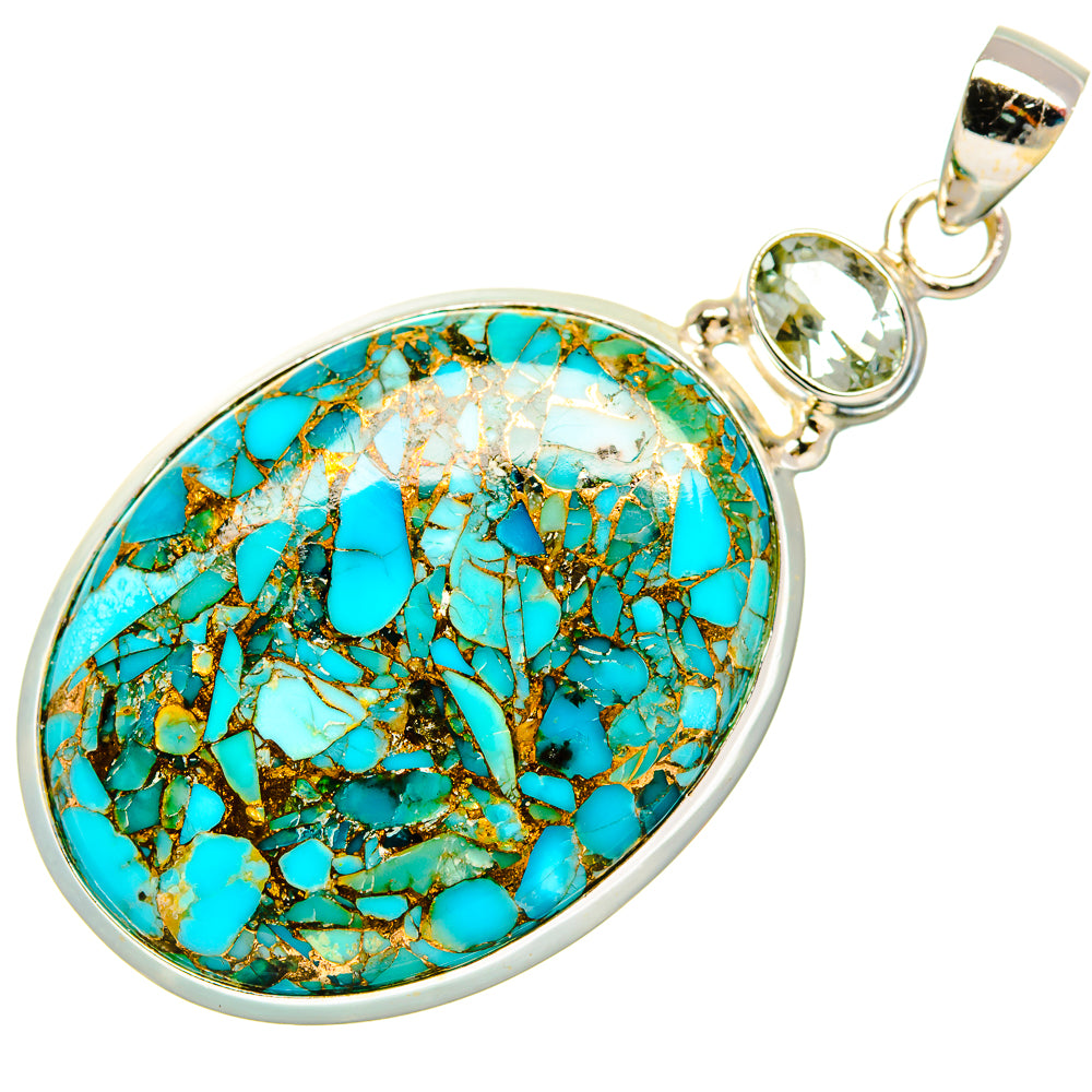 Blue Copper Composite Turquoise Pendants handcrafted by Ana Silver Co - PD32817 - Photo 2