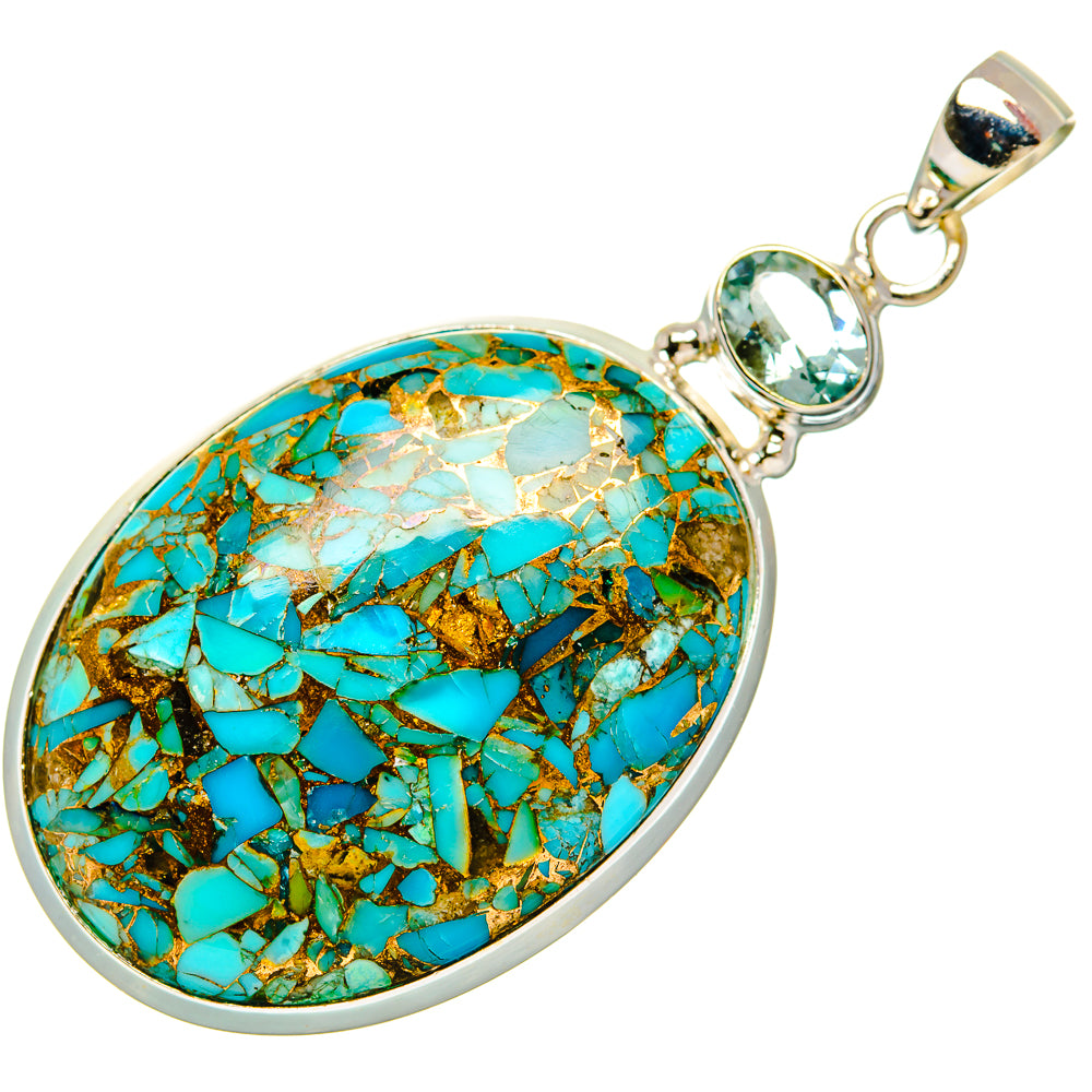 Blue Copper Composite Turquoise Pendants handcrafted by Ana Silver Co - PD32819 - Photo 2