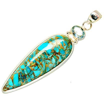 Blue Copper Composite Turquoise Pendants handcrafted by Ana Silver Co - PD32898 - Photo 2