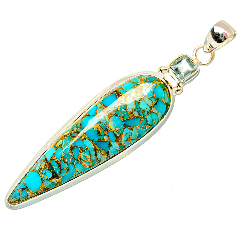 Blue Copper Composite Turquoise Pendants handcrafted by Ana Silver Co - PD32900 - Photo 2