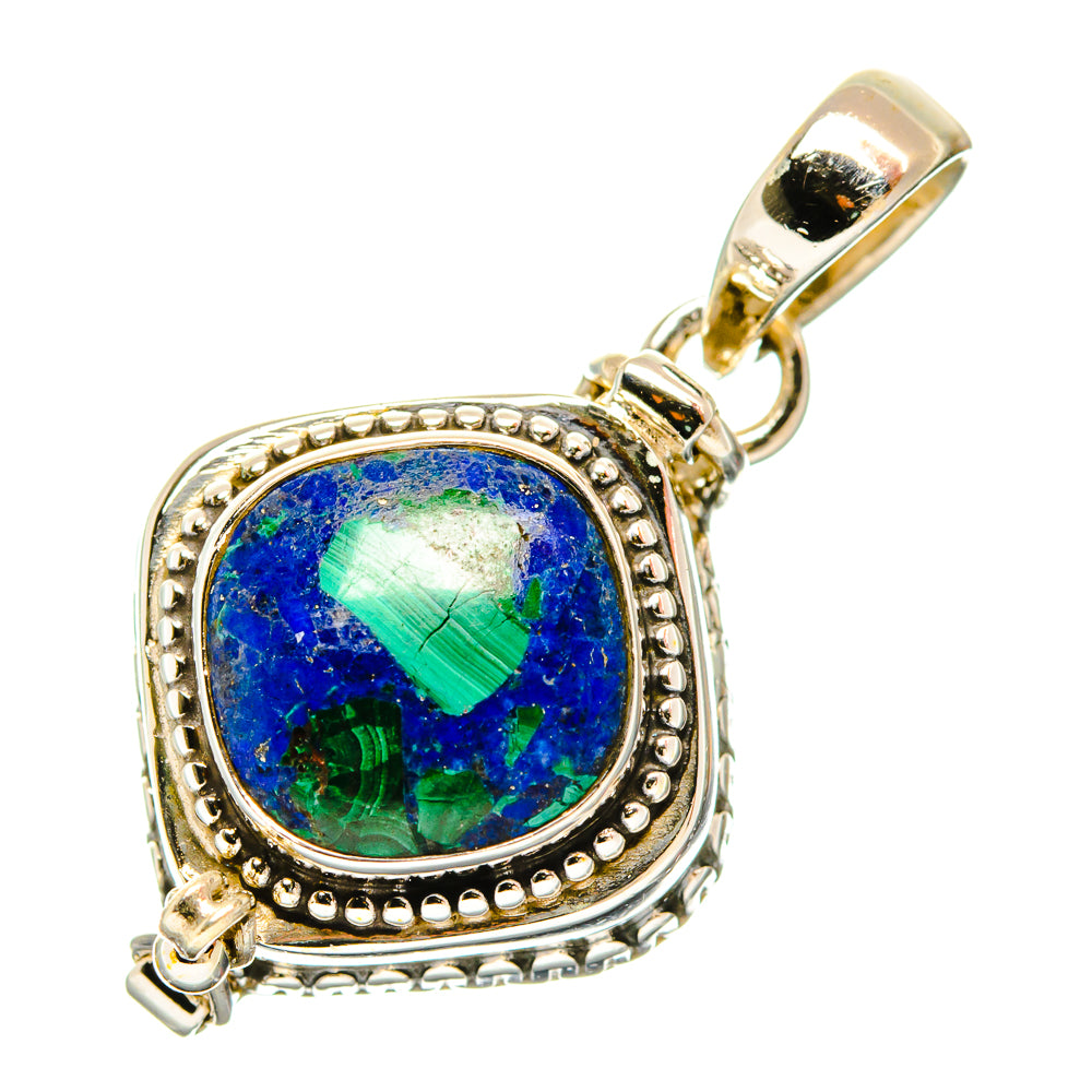 Sterling silver lapis lazuli pendant with top bail, oval blue-and-green cabochon