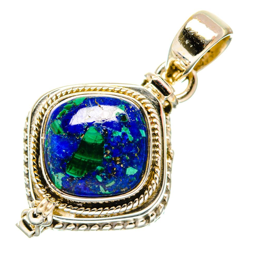 Lapis lazuli pendant with blue-green stone in polished 925 sterling silver bezel with bail