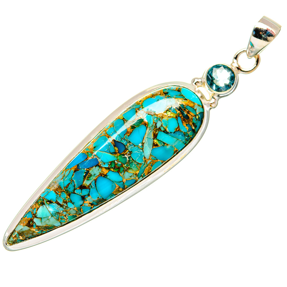 Blue Copper Composite Turquoise Pendants handcrafted by Ana Silver Co - PD33006 - Photo 2