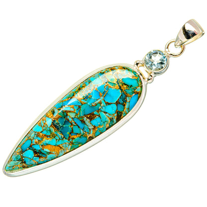 Blue Copper Composite Turquoise Pendants handcrafted by Ana Silver Co - PD33037 - Photo 2