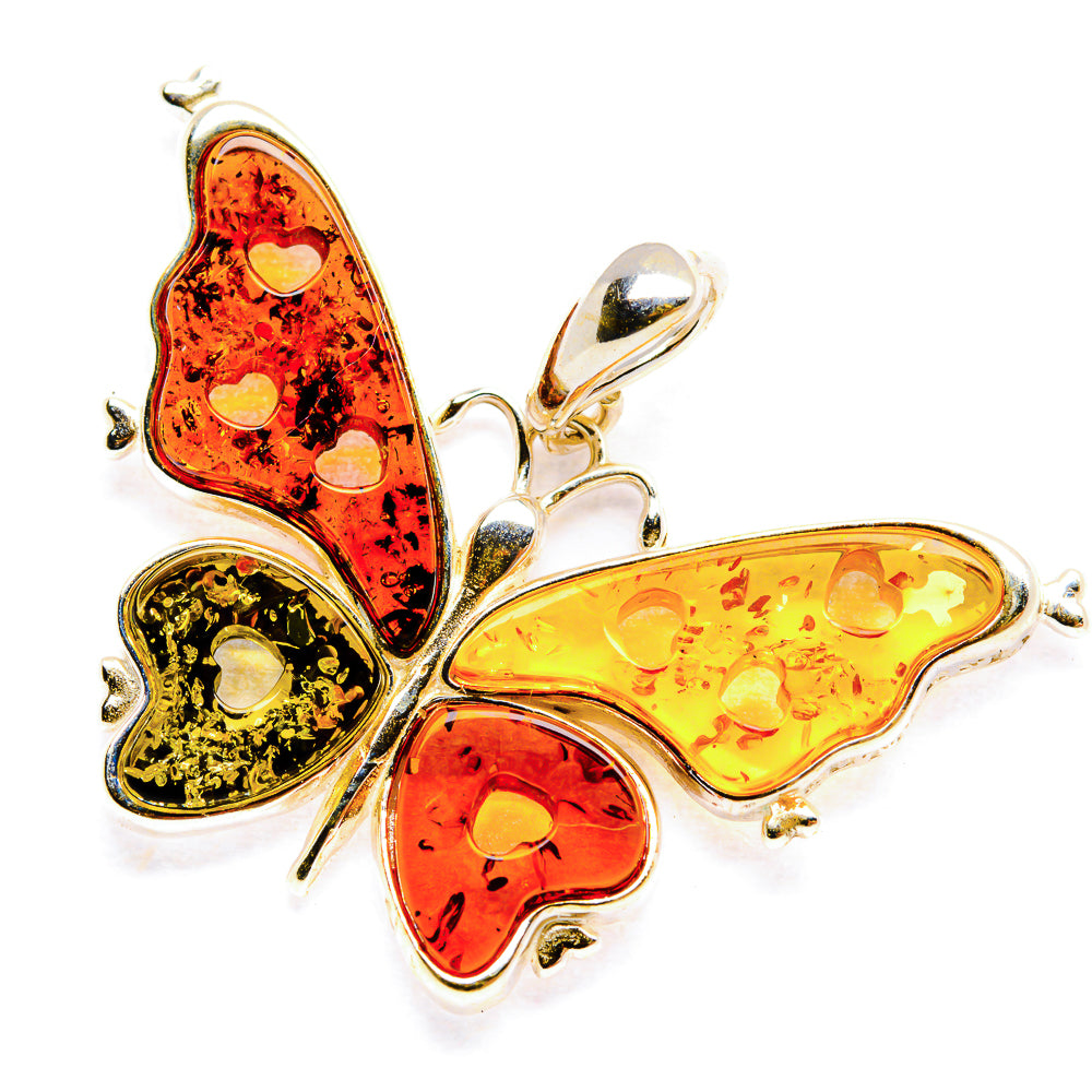 Baltic Amber Butterfly Pendants handcrafted by Ana Silver Co - PD33068 - Photo 2