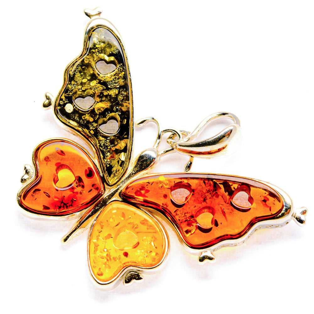 Baltic Amber Butterfly Pendants handcrafted by Ana Silver Co - PD33069 - Photo 2