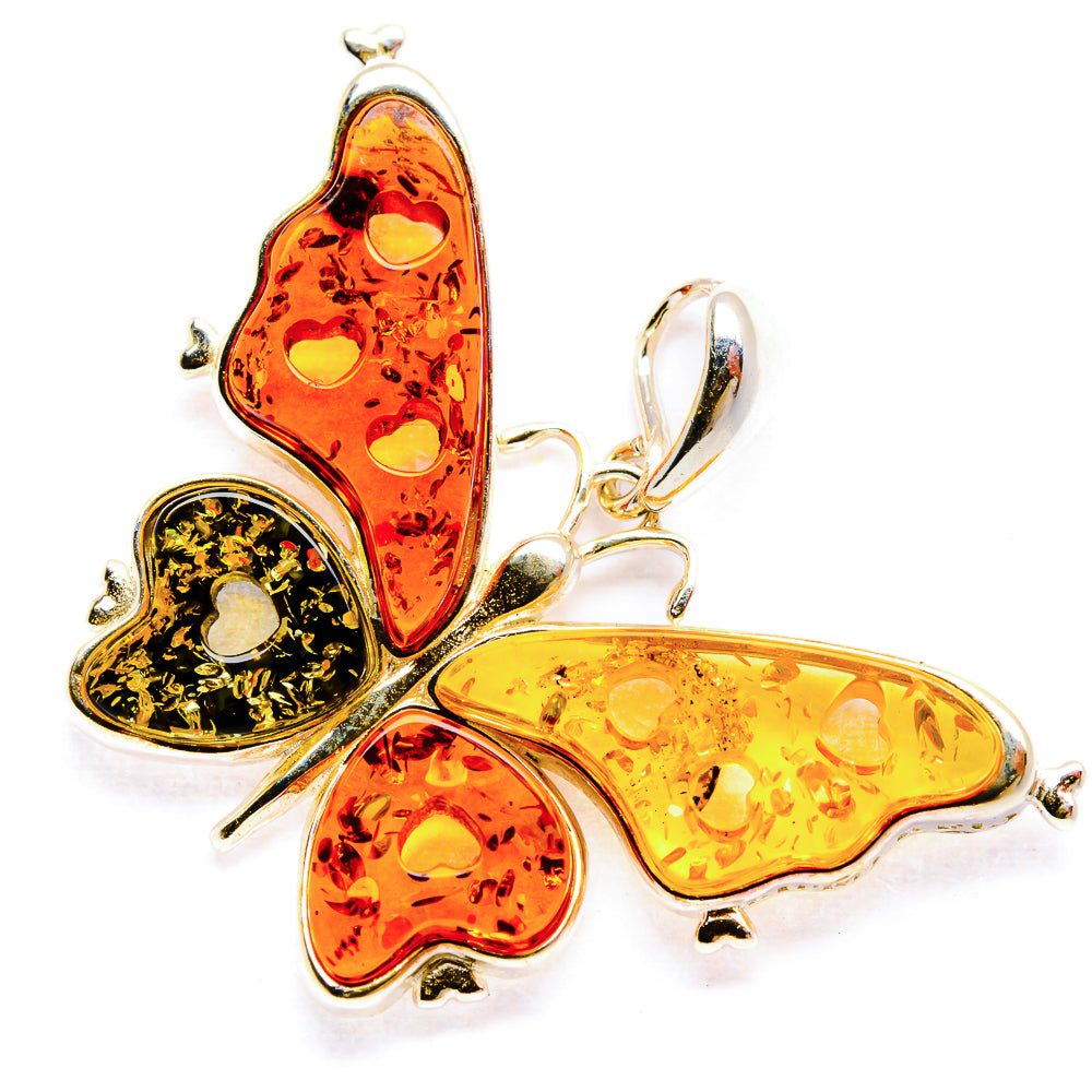 Baltic Amber Butterfly Pendants handcrafted by Ana Silver Co - PD33070 - Photo 2