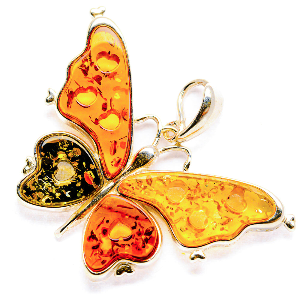 Baltic Amber Butterfly Pendants handcrafted by Ana Silver Co - PD33073 - Photo 2
