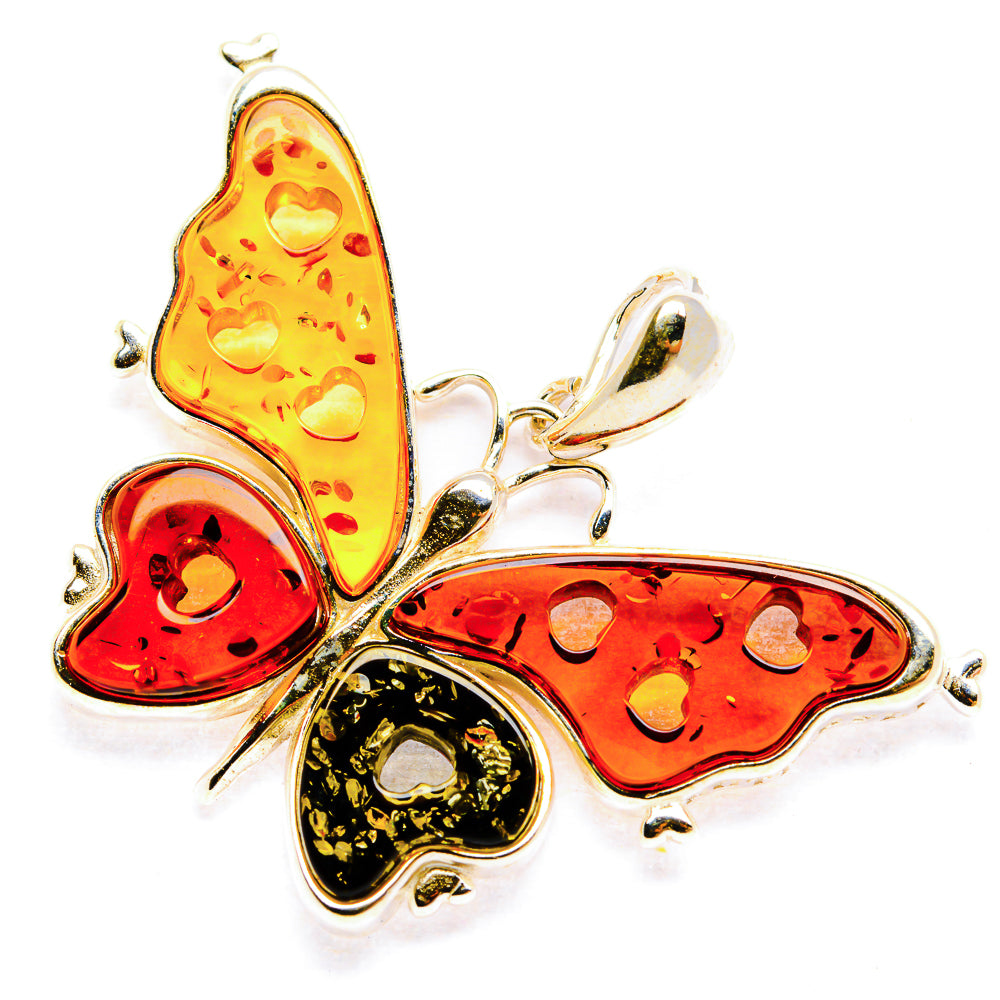 Baltic Amber Butterfly Pendants handcrafted by Ana Silver Co - PD33076 - Photo 2