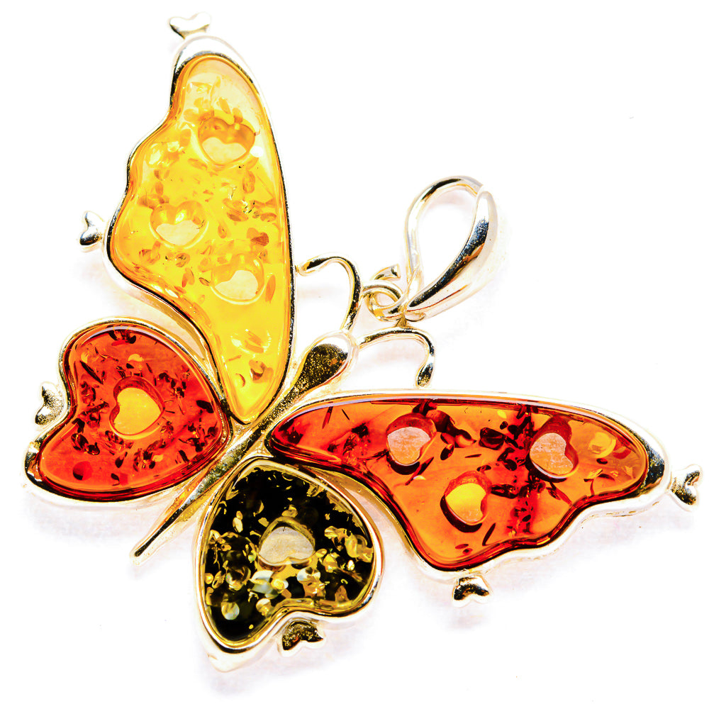 Baltic Amber Butterfly Pendants handcrafted by Ana Silver Co - PD33077 - Photo 2