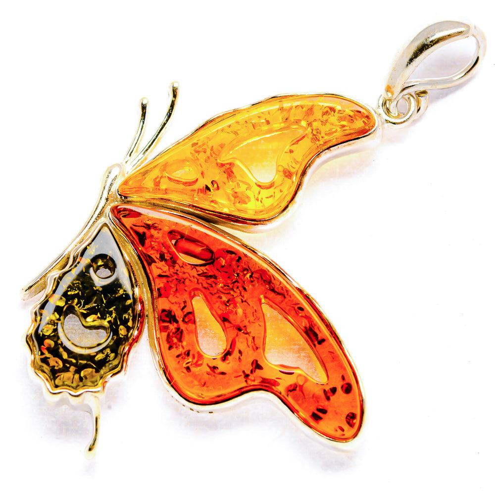 Baltic Amber Butterfly Pendants handcrafted by Ana Silver Co - PD33078 - Photo 2