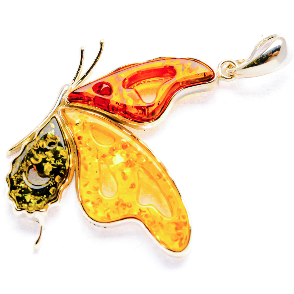 Baltic Amber Butterfly Pendants handcrafted by Ana Silver Co - PD33079 - Photo 2