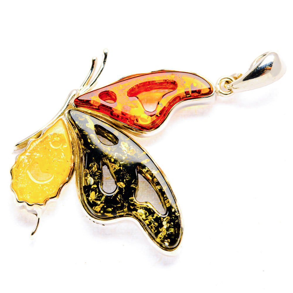 Baltic Amber Butterfly Pendants handcrafted by Ana Silver Co - PD33081 - Photo 2