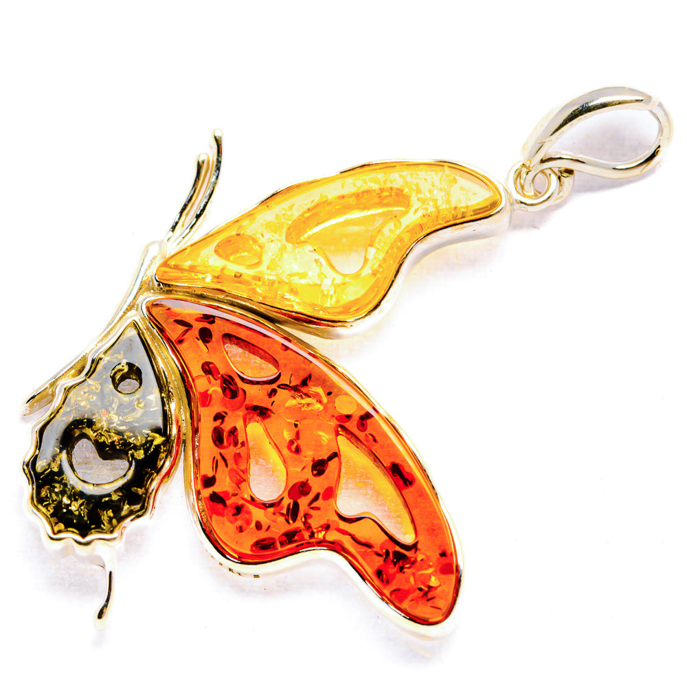 Baltic Amber Butterfly Pendants handcrafted by Ana Silver Co - PD33084 - Photo 2