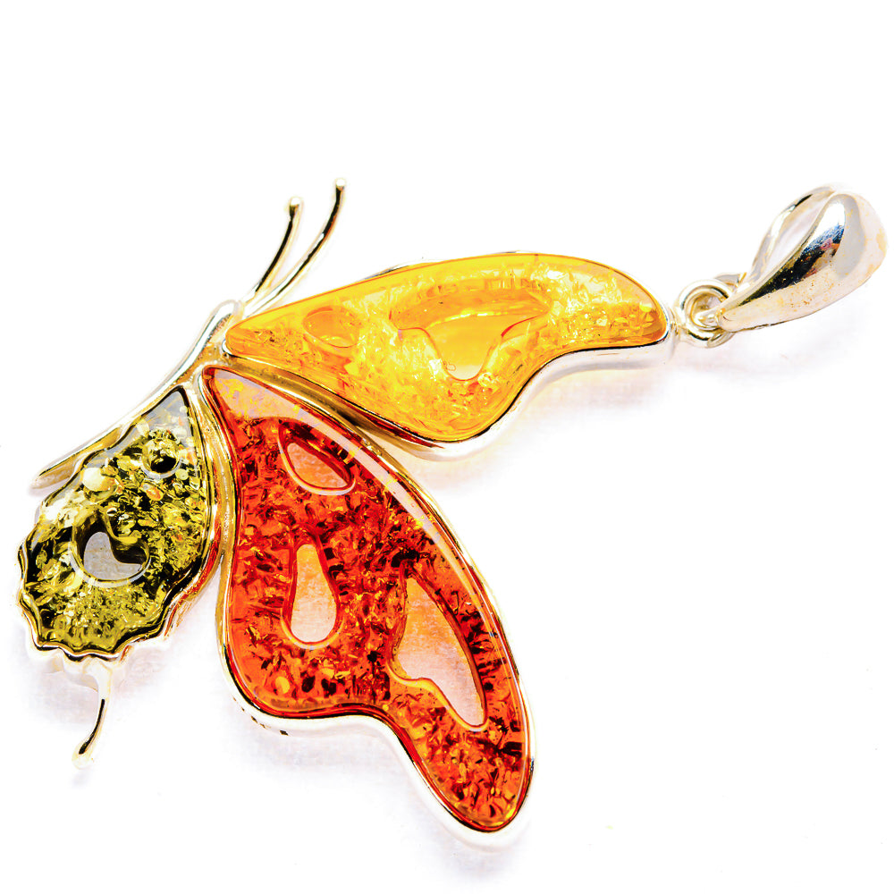 Baltic Amber Butterfly Pendants handcrafted by Ana Silver Co - PD33086 - Photo 2