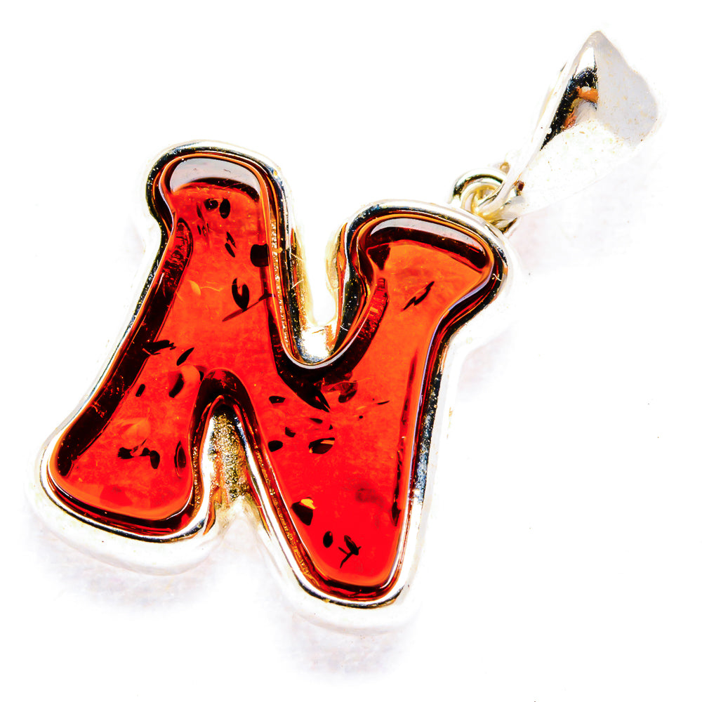 Baltic Amber Letter N Pendants handcrafted by Ana Silver Co - PD33101 - Photo 2