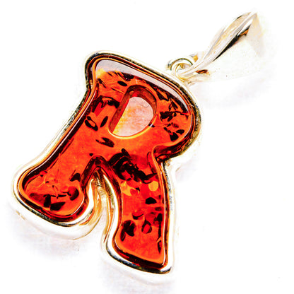 Baltic Amber Letter R Pendants handcrafted by Ana Silver Co - PD33104 - Photo 2