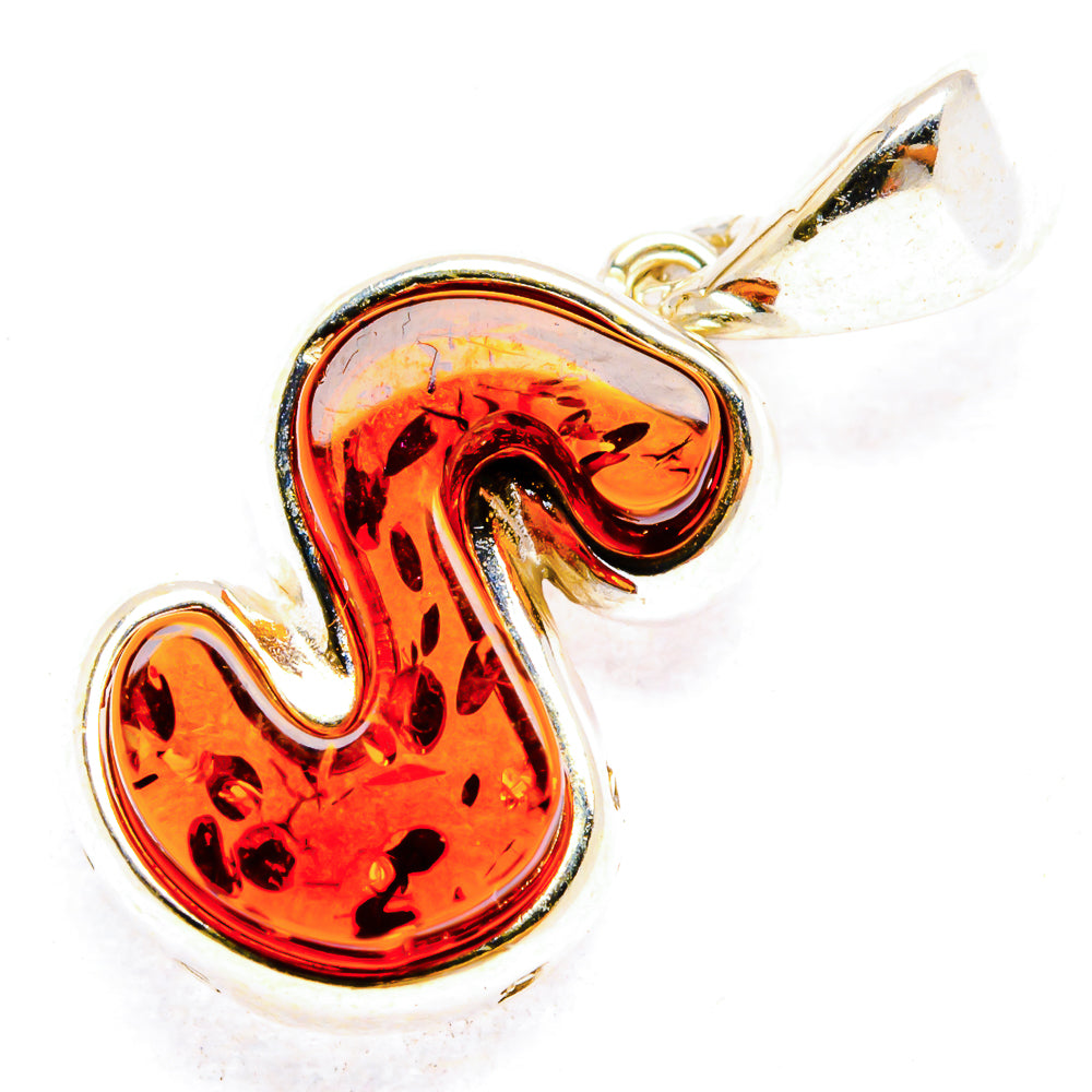 Baltic Amber Letter S Pendants handcrafted by Ana Silver Co - PD33105 - Photo 2