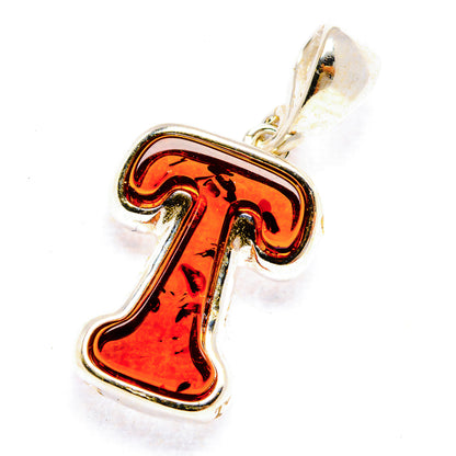 Baltic Amber Letter T Pendants handcrafted by Ana Silver Co - PD33106 - Photo 2
