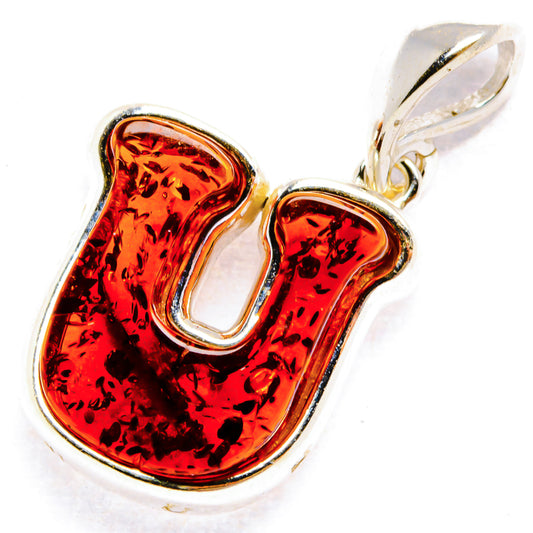 Baltic Amber Letter U Pendants handcrafted by Ana Silver Co - PD33107 - Photo 2